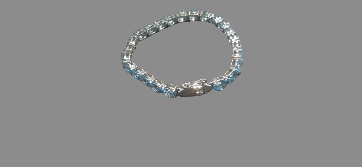 Ocean-Hued Swiss Blue Topaz Bracelet in Sterling Silver