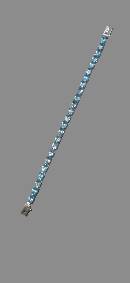 Ocean-Hued Swiss Blue Topaz Bracelet in Sterling Silver